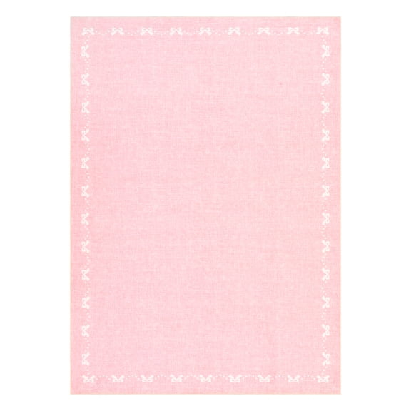 SOLLED 9x12 FT Bow Area Rug – Modern Bowknot Border Large Washable Rug, Non Slip Low Pile Indoor Carpet, Soft Non-Shedding Foldable Rug for Living Room, Bedroom, Dining Room-Pink
