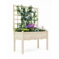 thumbnail image 1 of SOLLED Cedar Raised Garden Bed with Trellis 46x23x65 Inch Elevated Planter Box with Legs and Liner for Patio Balcony Backyard, Natural Wood, 1 of 8