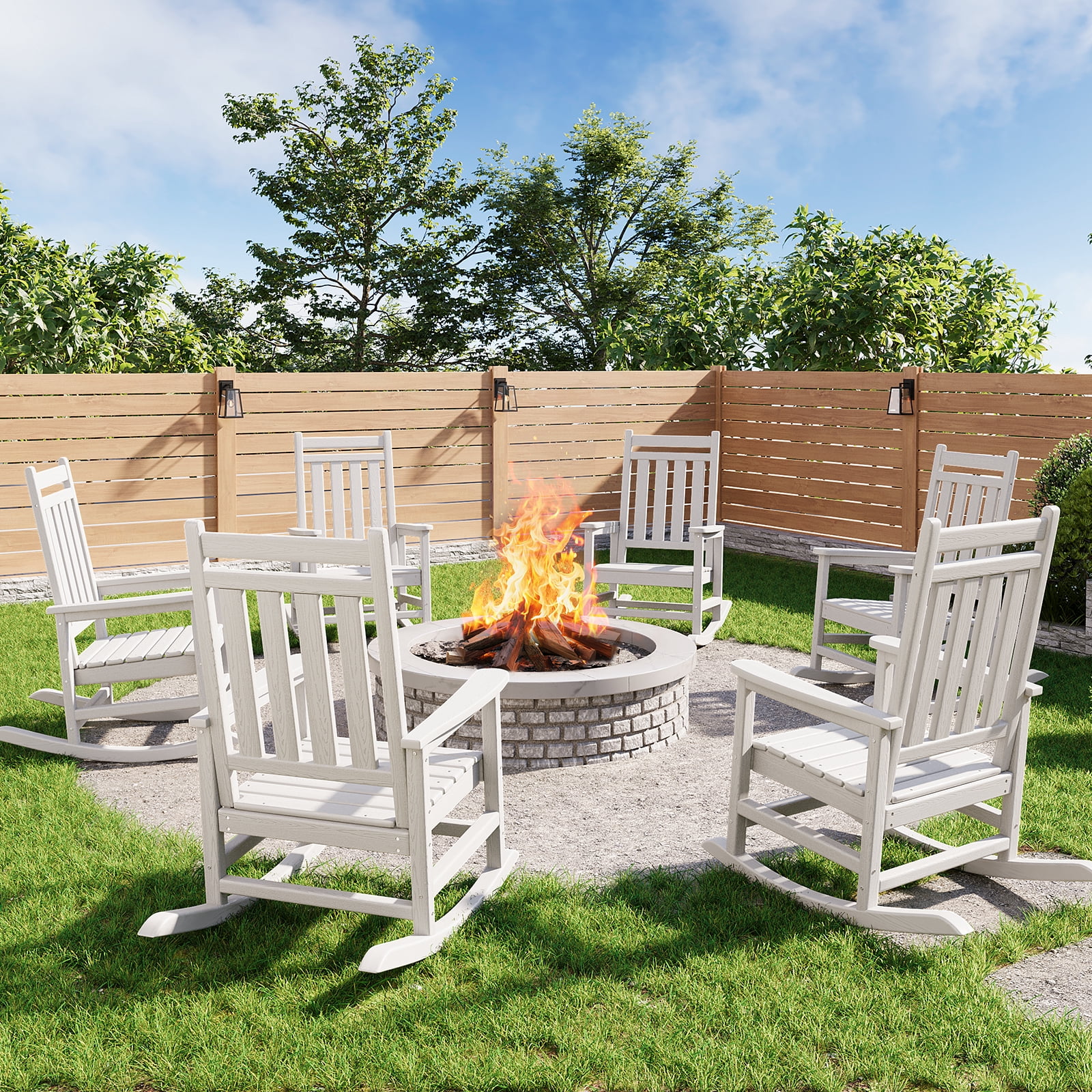 Poly Rocker SOLLED Outdoor Rocking Chairs 6pcs, Poly Lumber Adirondack HDPE Rockers ...