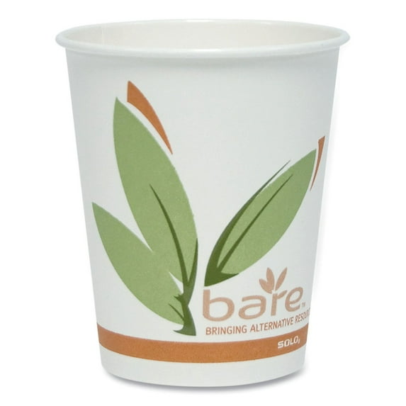 SOLO 370RC-J8484 Bare Eco-Forward 10 oz. Recycled Content PCF Paper Hot Cups - Green/White/Beige (1000/Carton)