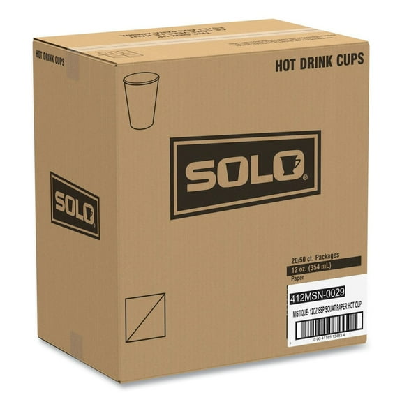 Solo USA Mistique Polycoated Hot Paper Cup 12 oz. Printed Brown 50/Bag 412MSN