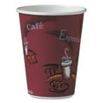 thumbnail image 1 of Solo Paper Hot Drink Cups in Bistro Design, 12 oz, Maroon, 50/Bag, 20 Bags/Carton, 1 of 4