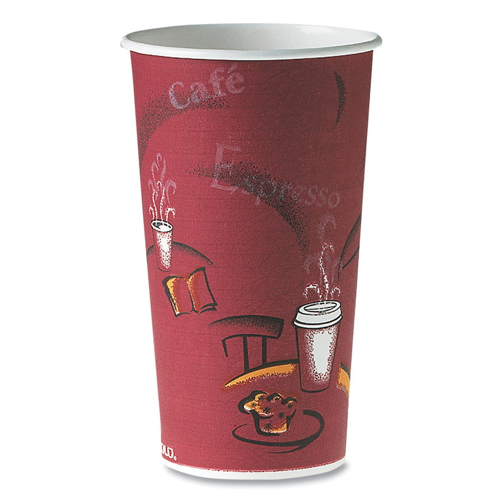 Single-Sided Poly Paper Hot Cups, 20 oz, Bistro Design, 600/Carton Single-Sided Poly Paper Hot Cups, 20 oz, Bistro Design, 600/Carton