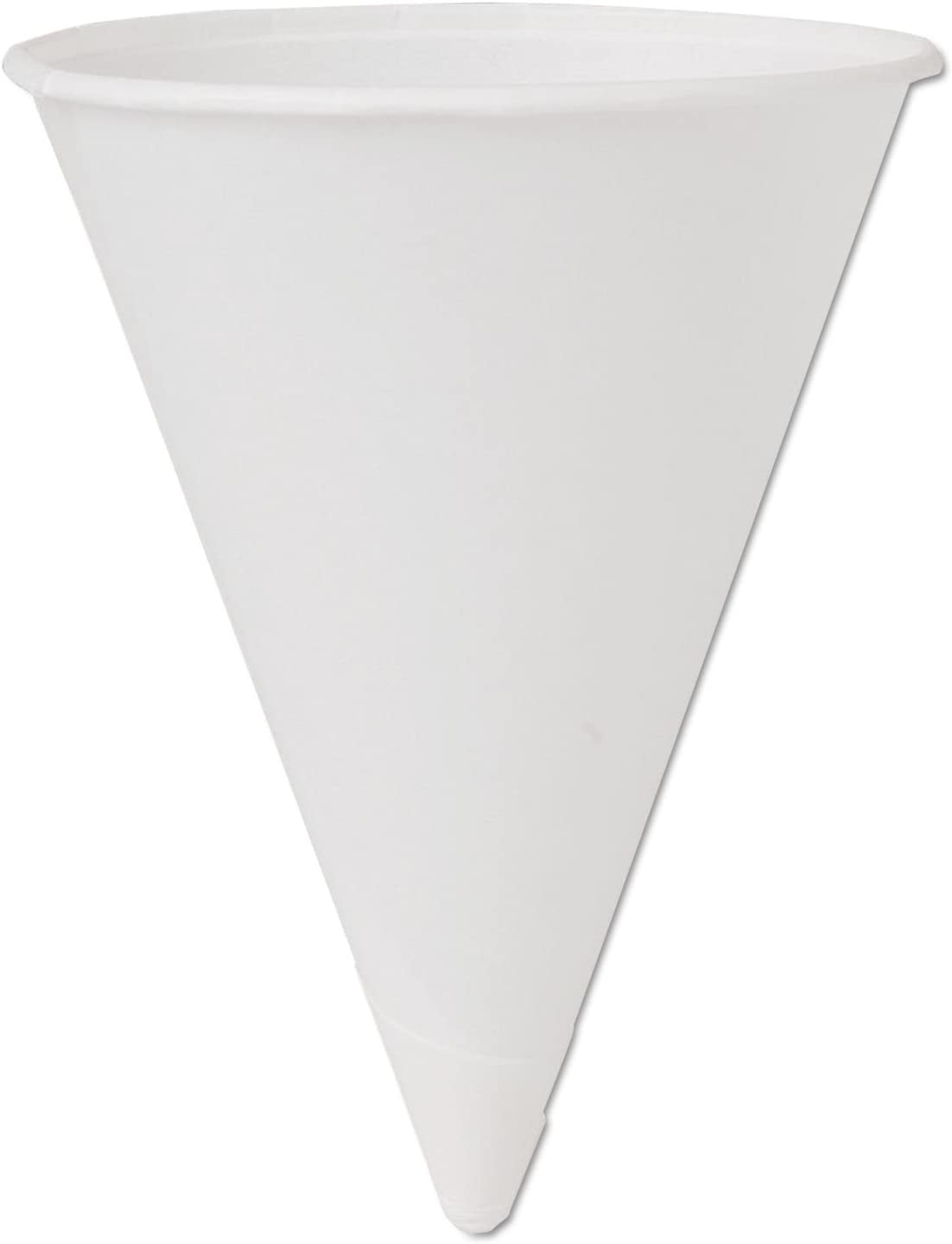 SOLO 4BRCT Cone Water Cups, Cold, Paper, 4oz, White, 200/Bag, 25 Bags