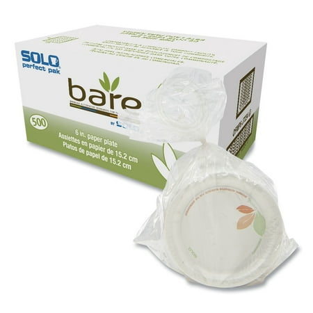 SOLO Cup Company OFMP6-J7234 Bare Paper Dinnerware, 6" Plate, Green/Tan, 500/Carton