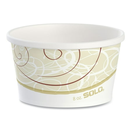 SOLO Flexstyle Double Poly Paper Containers, 8 oz, Symphony Design, Paper, 25/Pack, 20 Packs/Carton