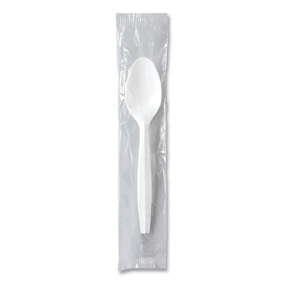 SOLO MOW3-0007 Individually Wrapped Regal Mediumweight Plastic Cutlery Spoon - White (1000/Carton)
