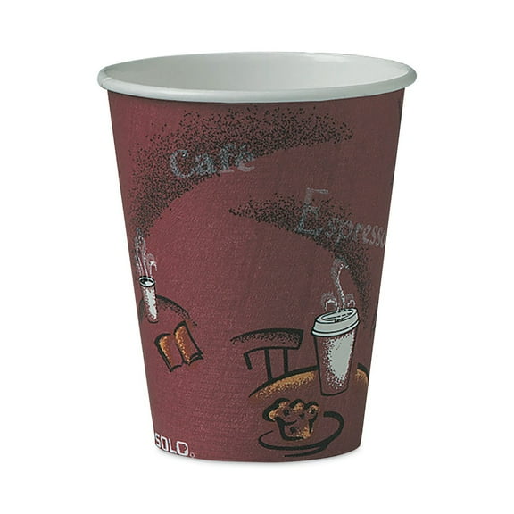 SOLO® Mistique Polycoated Hot Paper Cups, 8 oz, Brown, 50/Sleeve, 20 Sleeves/Carton