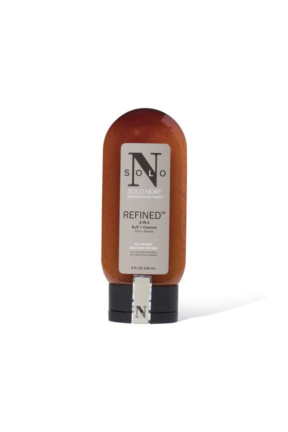 Men's Solo Noir REFINED Buff + Cleanse All Natural 2-in-1 Exfoliant Aloe Vera & Vitamin E, 4oz