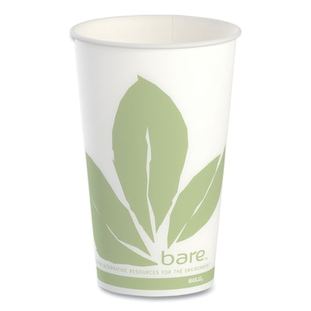 Bare Eco-Forward 16 oz. Paper Cold Cups - Green/White (1000/Carton)