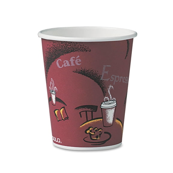 SOLO Single Sided Poly Paper Hot Cups, 10 Oz, Mistique Design, 50/bag, 20 Bags/carton
