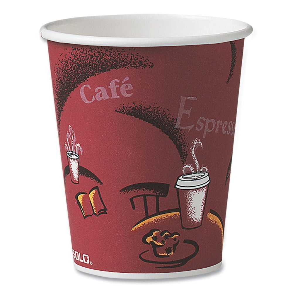 Single Sided Poly Paper Hot Cups, 10 oz, Mistique Design, 50/Bag, 20 Bags/Carton Single Sided Poly Paper Hot Cups, 10 oz, Mistique Design, 50/Bag, 20 Bags/Carton