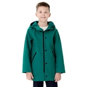 SOLOCOTE Boys Rain Jacket Lightweight Waterproof Raincoat Hooded Cotton Lined Long Windbreaker