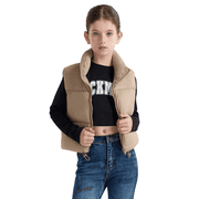 SOLOCOTE Girls Puffer Vest Hooded Coat Water-Resistant Warm Winter Fleece Sleeveless Kids Jacket for 6-14 Years