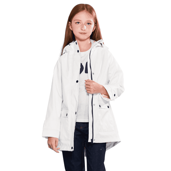 SOLOCOTE Girls Rain Jacket Hooded, Waterproof, Lightweight Cotton Lined, Long Windbreaker