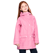SOLOCOTE Girls Waterproof Lined Rain Jacket Coat Rainproof Jackets Hooded Cotton Long Windbreaker