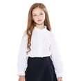 thumbnail image 1 of SOLOCOTE Girls White Ruffle Long Sleeve Button Down Cotton Blouse, 1 of 6