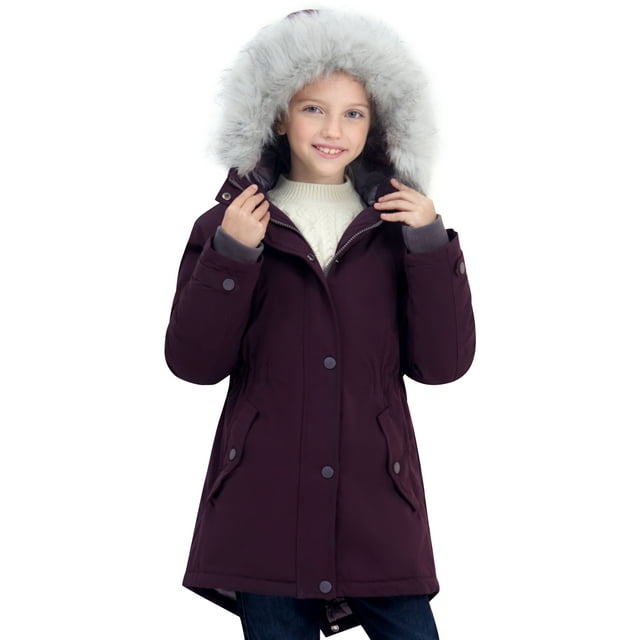 SOLOCOTE Girls Winter Coats Heavyweight Medium Length Warm Jacket With ...