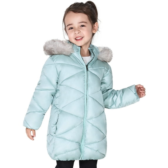 SOLOCOTE Girls Winter Coats Hooded Sherpa Lined Lightweight Jacket Thick Warm Puffy Waterproof Windproof Cotton Shiny Jackets