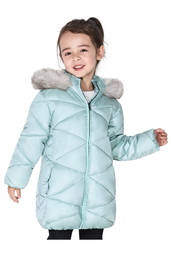 Girls Winter Coats Hooded Sherpa Lined Lightweight Jacket Thick Warm Puffy Waterproof Windproof Cotton Shiny Jackets