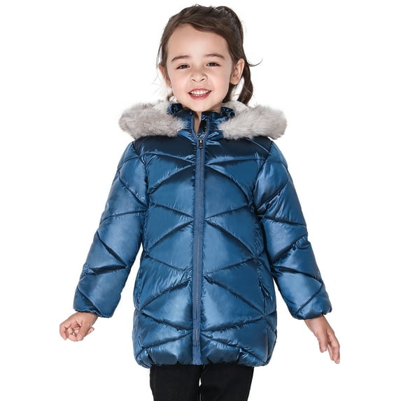 SOLOCOTE Girls Winter Coats Hooded Sherpa Lined Lightweight Jacket Thick Warm Puffy Waterproof Windproof Cotton Shiny Jackets