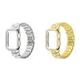 thumbnail image 1 of SOLOLUP 1/2Pack Bling Stainless Steel Band for Apple Watch Bands and Case 44mm 45mm 40mm 38mm 41mm 42mm Diamond Link Metal Strap Wristbands and Watch Cover Bumper for iWatch Series 8 7 SE 6 5 4 3 2 1, 1 of 12