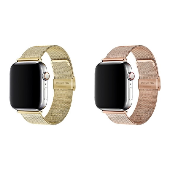 SOLOLUP(1/2Pack) Metal Stainless Steel Strap for Apple Watch Bnads 40mm 45mm 44mm 41mm 38mm 49mm 42mm Adjustable Braided Milanese Loop Bnads Wristbands for iWatch Series Ultra 8 7 SE 6 5 4 3 2 1