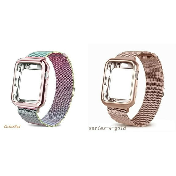 SOLOLUP(1/2Pack) Milanese Loop Bands for Apple Watch and Case 44mm 41mm 38mm 40mm 42mm for Women Men, Magnet Metal Mesh Bands Wristbands Strap and Cover Bumper Accessories iWatch Series SE 6 5 4 3 2 1