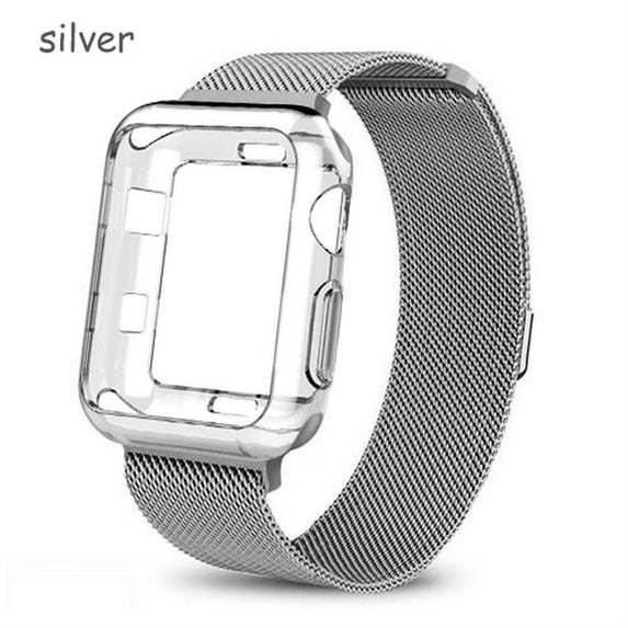 SOLOLUP(1/2Pack) Milanese Loop Bands for Apple Watch and Case 44mm 41mm 38mm 40mm 42mm for Women Men, Magnet Metal Mesh Bands Wristbands Strap and Cover Bumper Accessories iWatch Series SE 6 5 4 3 2 1
