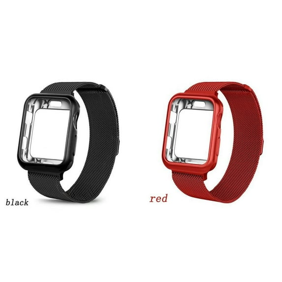 SOLOLUP(1/2Pack) Milanese Loop Bands for Apple Watch and Case 44mm 41mm 38mm 40mm 42mm for Women Men, Magnet Metal Mesh Bands Wristbands Strap and Cover Bumper Accessories iWatch Series SE 6 5 4 3 2 1
