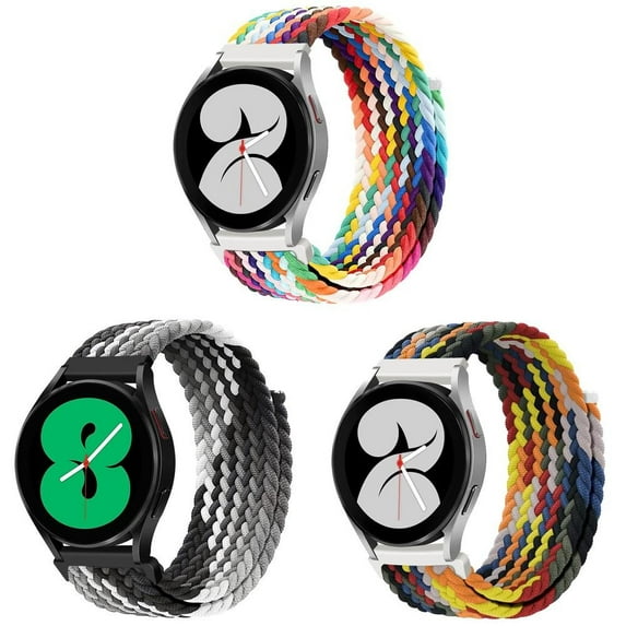 SOLOLUP (1/3Pack) 20mm 22mm Braided Nylon Bands for Samsung Galaxy Watch 5 4 Band 44mm 40mm/Classic 46mm 42mm/Active 2 3, Velcro Nylon Loop Wristband Strap for Samsung Watch 5 pro 45mm/3/Gear s3 bands