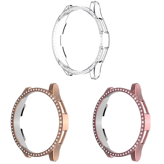 SOLOLUP (1/3Pack) Bling Hard Case for Samsung Watch 4 Case 40mm 44mm Diamond Shockproof PC Full Shell Protector Protective Cover Bumper for Samsung Watch 4 classic 46mm 44mm for Women