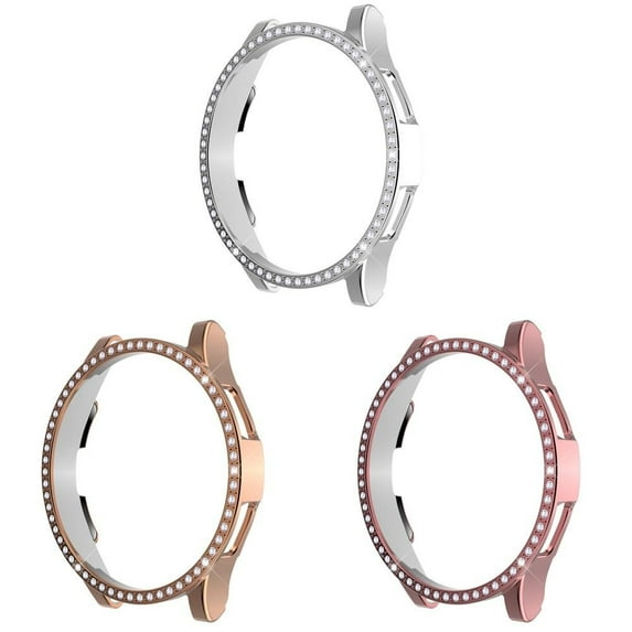 SOLOLUP (1/3Pack) Bling Hard Case for Samsung Watch 4 Case 40mm 44mm Diamond Shockproof PC Full Shell Protector Protective Cover Bumper for Samsung Watch 4 classic 46mm 44mm for Women