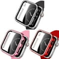 thumbnail image 1 of SOLOLUP (1/3Pack) Bling Hard Cover for Apple Watch Case 41mm 40mm 38mm 45mm 44mm 42mm 40mm Diamond Tempered Glass Shell Protector Protective Bumper Accessories for iWatch Series 8 7 SE 6 5 4 3 2 1, 1 of 9