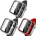 thumbnail image 1 of SOLOLUP (1/3Pack) Bling Hard Cover for Apple Watch Case 41mm 40mm 38mm 45mm 44mm 42mm 40mm Diamond Tempered Glass Shell Protector Protective Bumper Accessories for iWatch Series 8 7 SE 6 5 4 3 2 1, 1 of 9