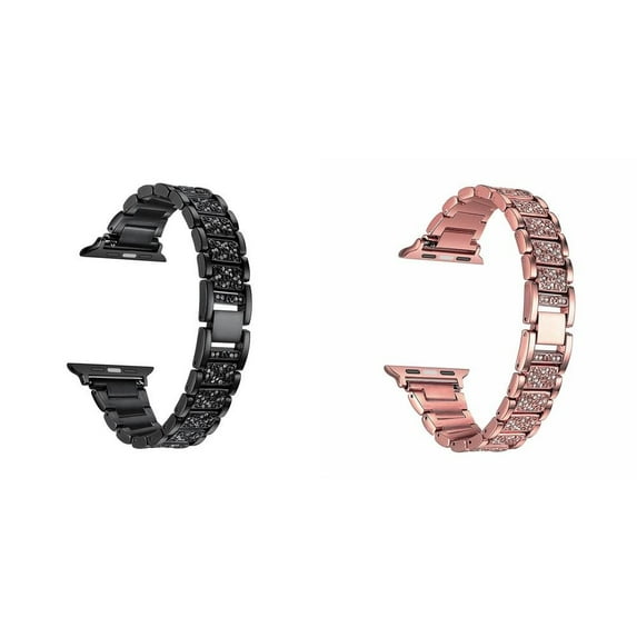 SOLOLUP (1Pack/2Pack) Bling Stainless Steel Band for Apple Watch Bands for Women Diamonds Adjustable Link Metal Wristbands Strap Replacement Accessories for iWatch Series Ultra 8 7 SE 6 5 4 3 2 1
