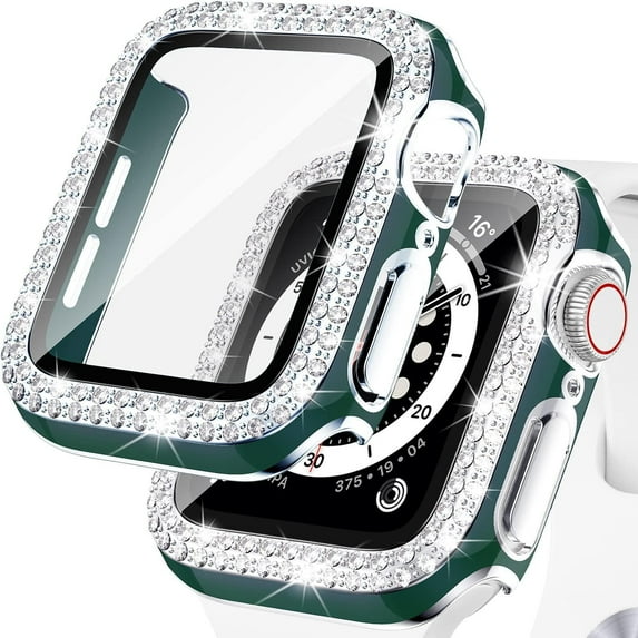 SOLOLUP(1Pack3Pack) Hard Bling Cover for Apple watch Case 44mm 38mm 40mm 45mm 41mm 42mm Diamond Tempered Glass Screen Protector Protective Cover Bumper Accessories for iWatch Series 8 7 SE 6 5 4 3 2 1