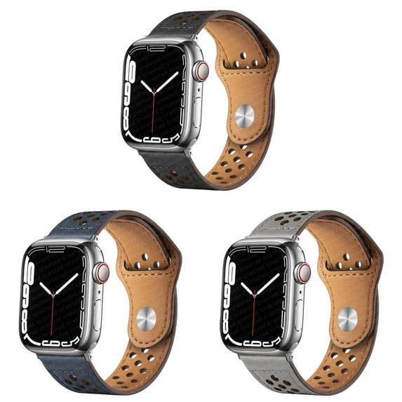 SOLOLUP 3Pack UP Soft Leather Bands Compatible with Apple watch iWatch Bands 45mm 41mm Ultra 49mm 38mm 40mm 44mm 42mm Thin Breathable Leather Wristbands for iWatch Series 9 8 7 SE 6 5 4 3 2 1
