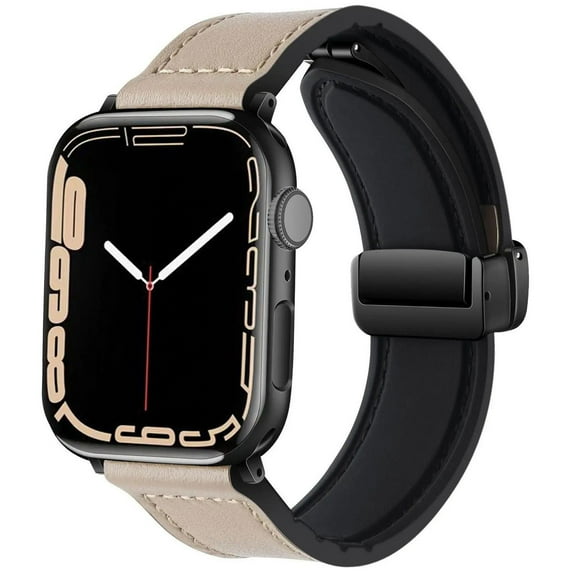 SOLOLUP Magnetic Genuine Leather Wristbands Compatible with Apple Watch Bands 41mm 40mm 38mm 49mm 45mm 44mm 42mm Men Women, Genuine Leather Band for iWatch Series 9 8 7 6 SE 5 4 3 2 Ultra