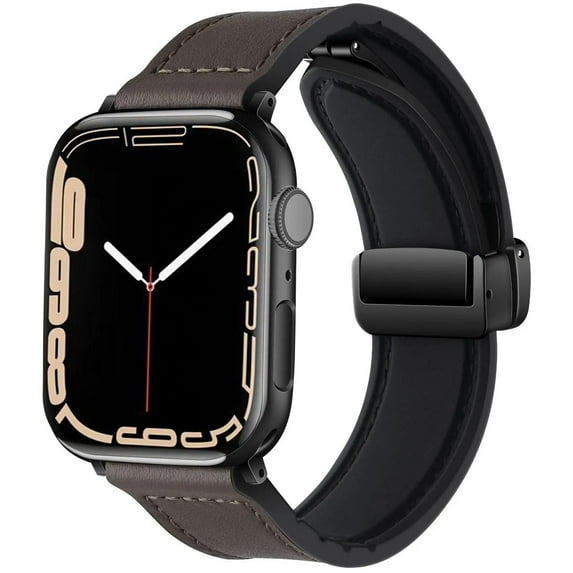 SOLOLUP Magnetic Genuine Leather Wristbands Compatible with Apple Watch Bands 41mm 40mm 38mm 49mm 45mm 44mm 42mm Men Women, Genuine Leather Band for iWatch Series 9 8 7 6 SE 5 4 3 2 Ultra