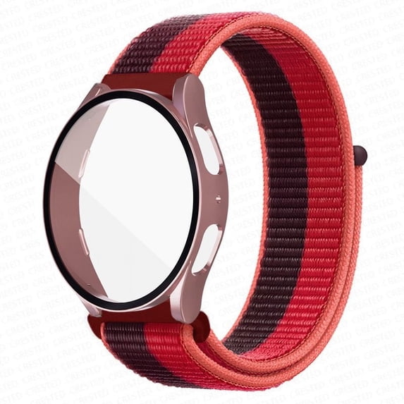 SOLOLUP Nylon Band Braided Loop Strap + Hard Case Compatible with Samsung Galaxy watch 5 4 40mm 44mm Bnad with Tempered Glass Bumper Case Cover