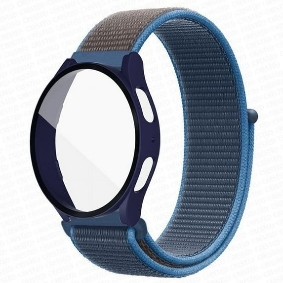 SOLOLUP Nylon Band Braided Loop Strap + Hard Case Compatible with Samsung Galaxy watch 5 4 40mm 44mm Bnad with Tempered Glass Bumper Case Cover