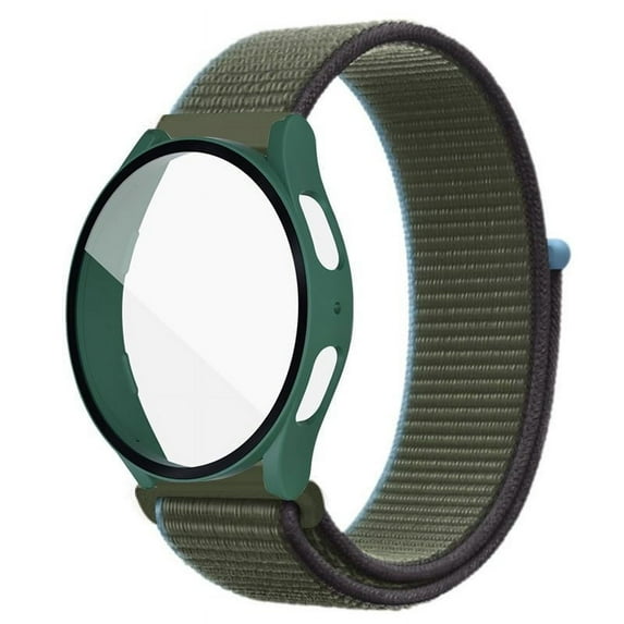 SOLOLUP Nylon Band Braided Loop Strap + Hard Case Compatible with Samsung Galaxy watch 5 4 40mm 44mm Bnad with Tempered Glass Bumper Case Cover