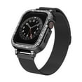thumbnail image 1 of SOLOLUP Woman Milanese Loop Band + Case Compatible with Apple Watch Bands 45mm 41mm 44mm 40mm for iWatch Series 9 8 7 6 5 4 SE Stainless Steel Metal Mesh Band with Bling Shockproof Bumper Cover, 1 of 9