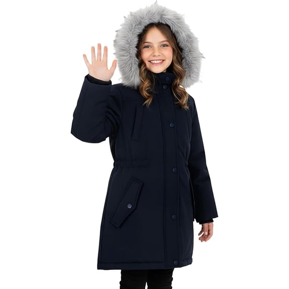 SOLOMATE Girls Winter Coats with Hood - 6-14Y Girls' Outerwear Long Puffer Fleece Lined Jackets & Coats for Kids