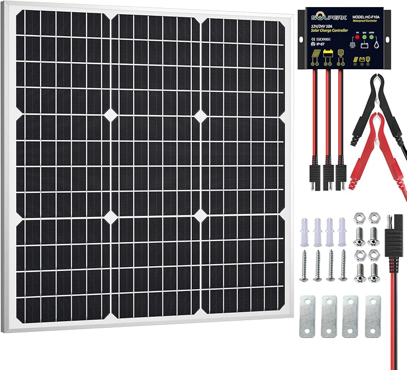 SOLPERK Solar Panel Kit 30W 12V, Solar Battery Trickle Charger ...