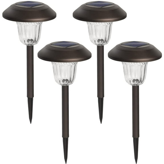 SOLPEX 4 Pcs Solar Powered LED Path Lights, High Lumen Automatic Led for Patio, Yard, Lawn and Garden(Bronze Finished, Warm White)