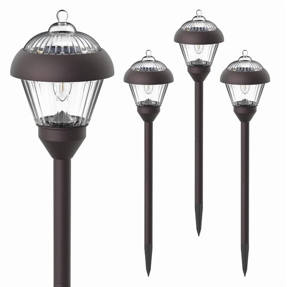 SOLPEX Solar Path Lights, Glass and Powder Coated Cast Aluminum Metal Solar Walkway Lights, 4 Bright LEDs per Light 6 Lumens Output per LED, Easy Installation, Waterproof, Bronze Solar Pathway Lights