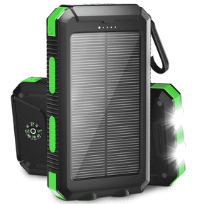 Solpowben 20000mAh Solar Power Bank Compatible for Cell Phone iPhone, Portable Charger with Dual 5V USB Ports & 2 Flashlights & Compass for Outdoor Camping Hiking (Green)