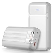49800mAh Power Bank with Built in Cables, 22.5W Fast Charging Portable Charger, 4 Outputs 3 Inputs Led Display Battery Pack, Travel Essentials Phone Charger Com